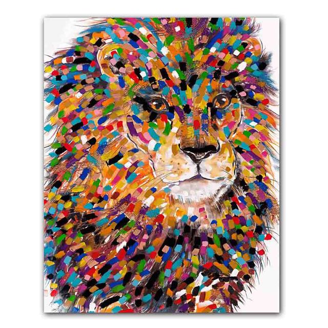 Nordic graffiti art abstract animal canvas painting digital color poster office wall painting living room home decoration mural No Frame