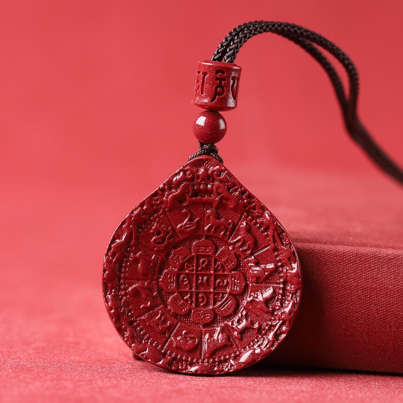 Nine Palaces Cinnabar Bagua Pendant - Purple Gold Sand Men's & Women's Necklace