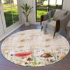 Watercolor Flower Round Rug Non-slip Floral Carpet for Living Room Bedroom Kitchen Decor Circle Doormat