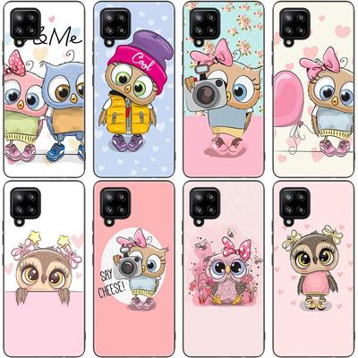 Funda de Teléfono de Búho de Dibujos Animados Búhos Lindos Para Samsung Galaxy A12 A02S A22 A32 A52 A72 A71 A51 A41 A31 A21 A11 A50 A70 A20S Cubierta Negra