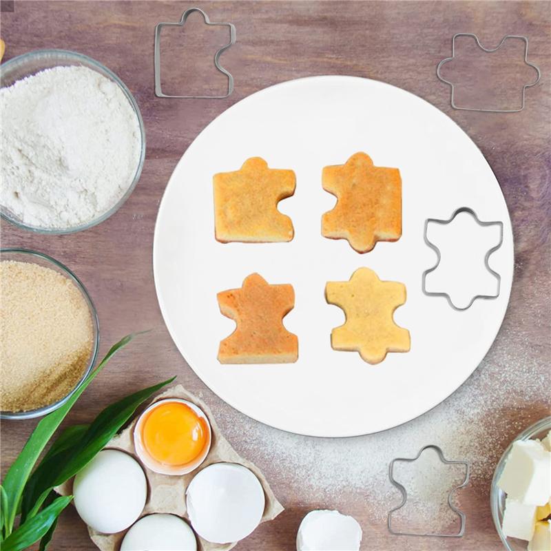 ABBY-Stainless Steel Fondant Biscuit Cookie Cutter Cake Pastry Cookie Cutter Puzzle Mold 4 Pcs