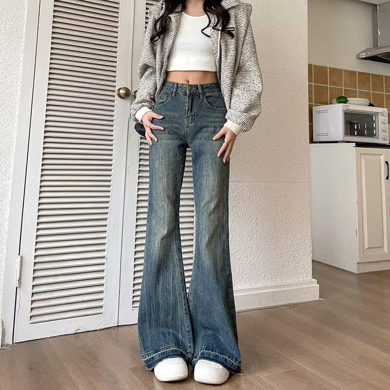 Women s Retro High Waist Fringed Bell Bottom Jeans - Stretch Slimming Fit XXS