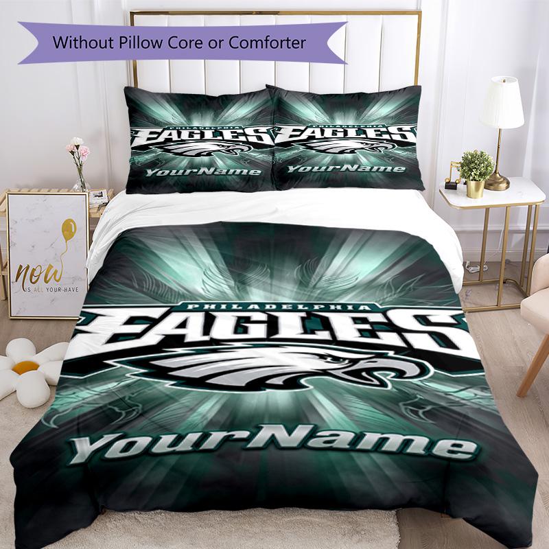 Philadelphia Eagles Customize Your Name Bedding Set Breathable Duvet Cover With Pillowcases Decorative Bed Linen For Bedroom Home Decoration Birthday