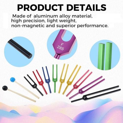 Bskivd Tuning Fork Set, 9 Color Tuning Forks for Chakra Healing, Sound Therapy, and Perfect Harmony of Body, Mind, and Spirit