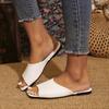 Fashion Women's Sandals 2025 New Summer Flat Bottomed Women's Roman Slippers Leather Casual Simple Plus Size 36-43 Beach Women's Shoes