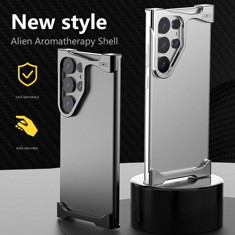Luxury Irregular Aluminum Alloy Shockproof Case for Samsung Galaxy S25 S24 S23 S22 Ultra Plus S24+ S23+ Bumper with Aromatherapy Design
