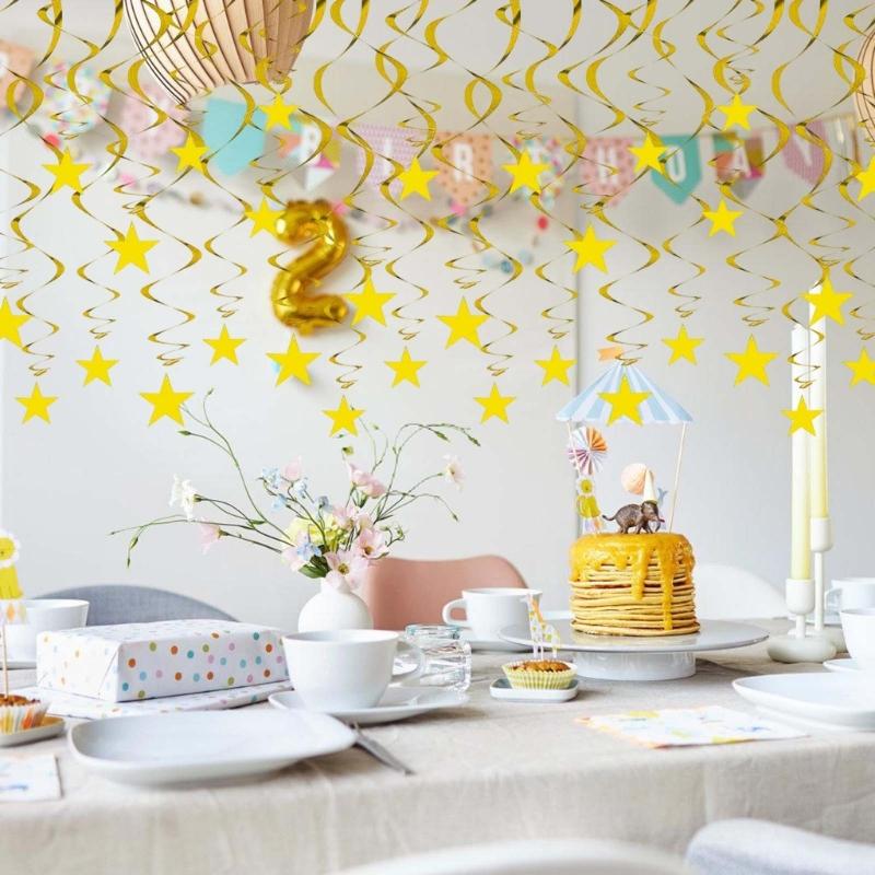 30pcs Elegant Star Hanging Swirls For Festival And Parties Decorations Designed For Easy Installation And Stable Use