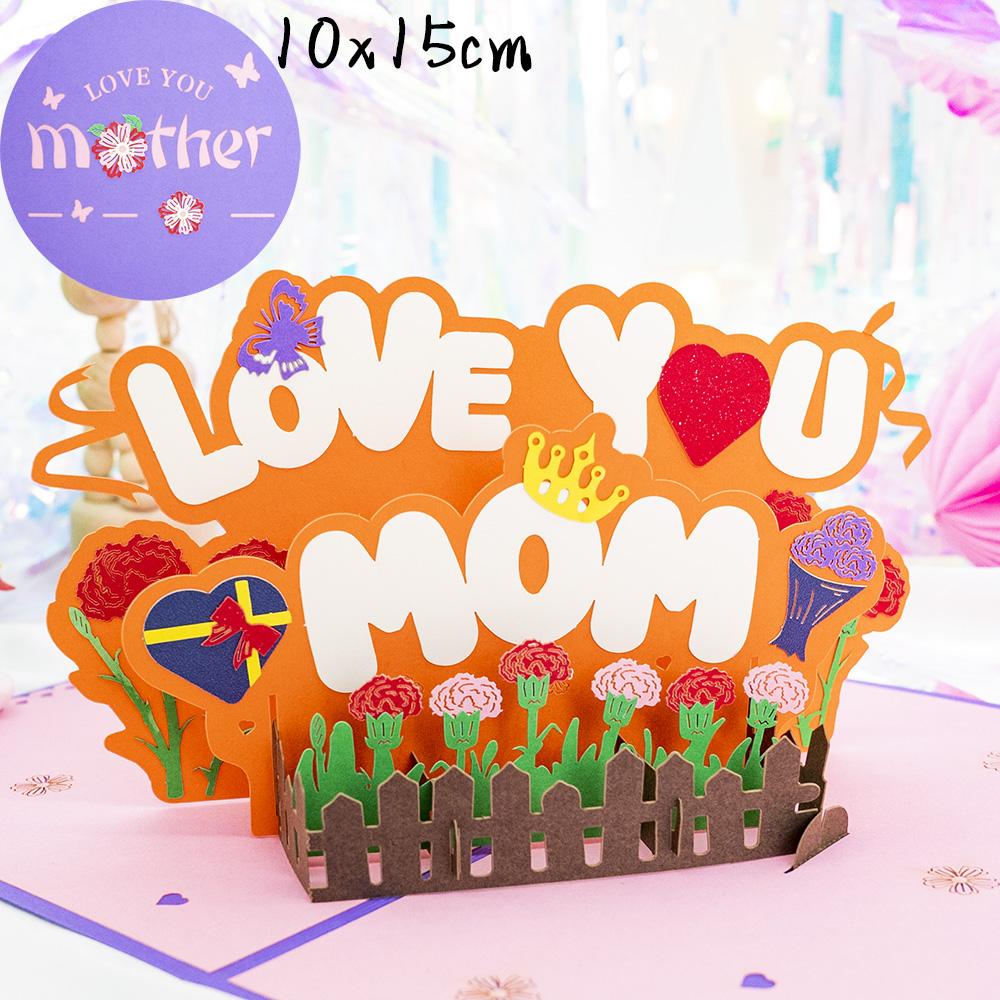 3D Creative Bouquet Gift Card For Mother Father Wife Friends Blessing Card Gift For Mothers Fathers Day Thank You Greeting Cards