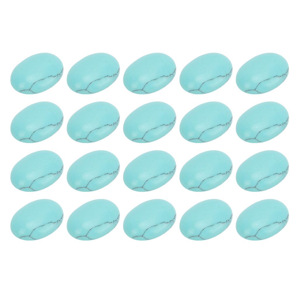 20 ks Přírodních oválných plochých kabošonů 18x13mm Vejcovité tyrkysové pro výrobu šperků a korálků