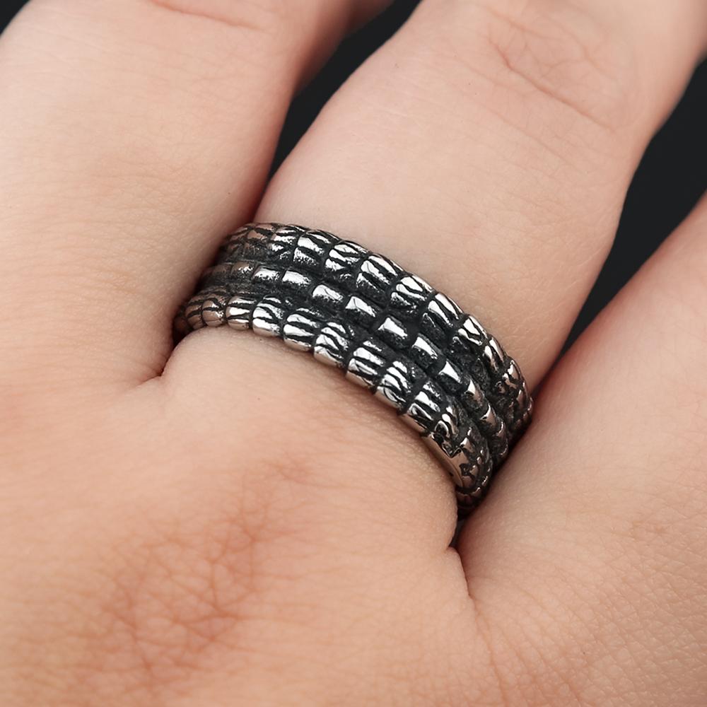 Stainless Steel Jewelry Dragon Scales Gothic Amulet Viking Rings For Men Women Norse Pagan Warrior Ring Symbolic Handmade Gift