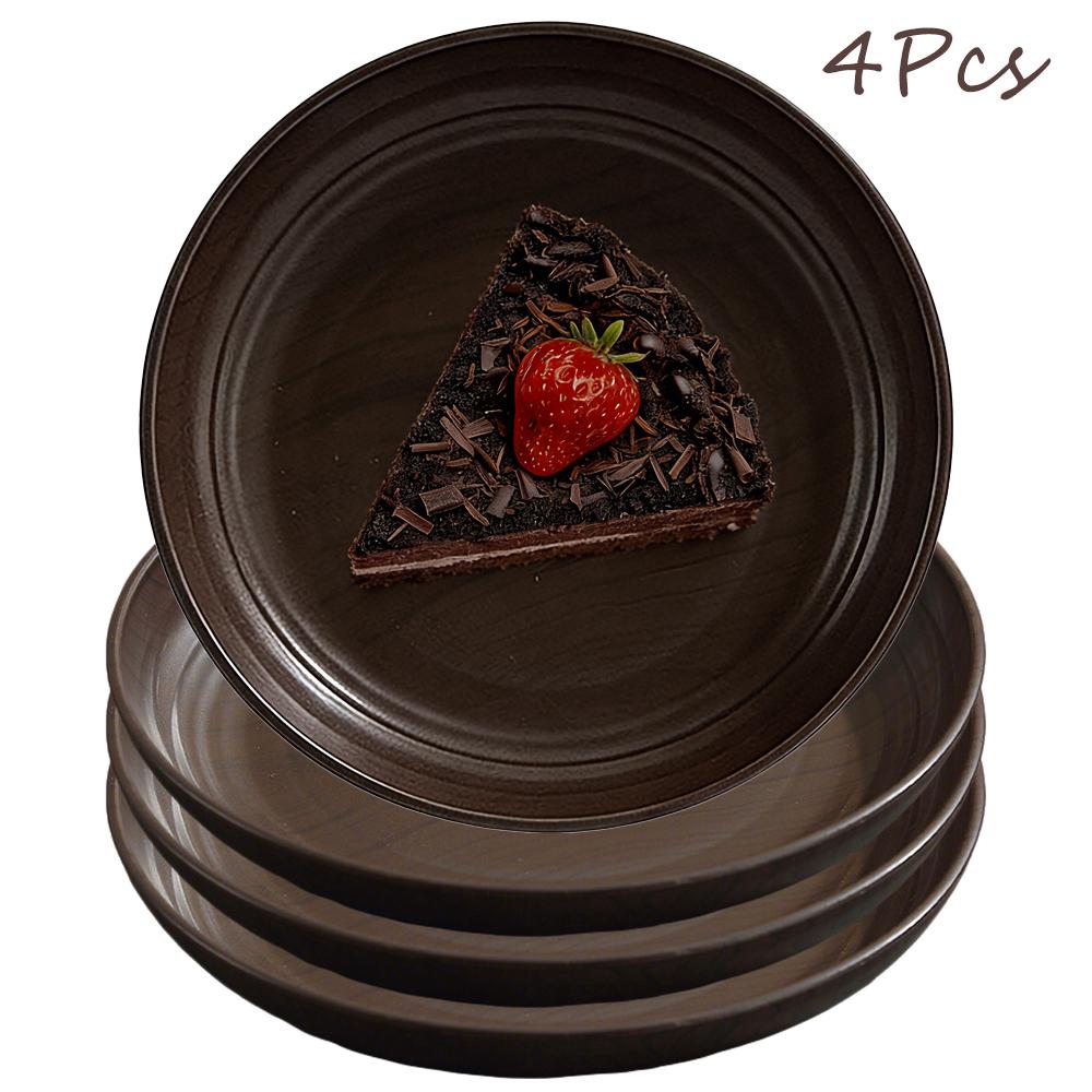 

4/6/8Pcs Imitation Wooden Plate Reusable Camping Picnic Dessert Plate Fruit Plate Dinner Plate and Microwave Safe