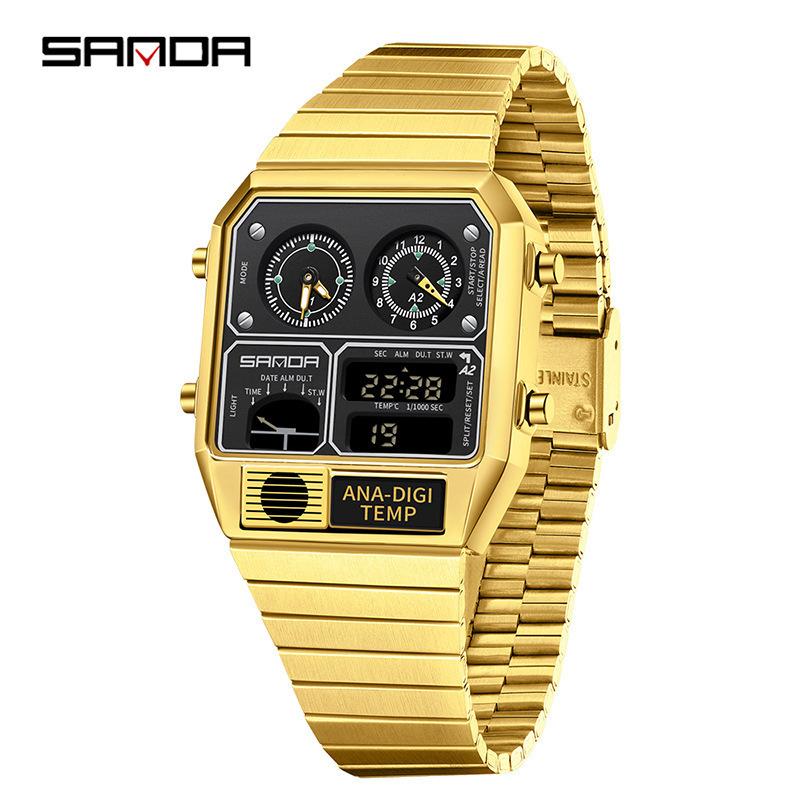 Electronic Watch Men'S Youth Leisure Multi-Function Temperature Measurement Stopwatch Chronograph Electronic Watch