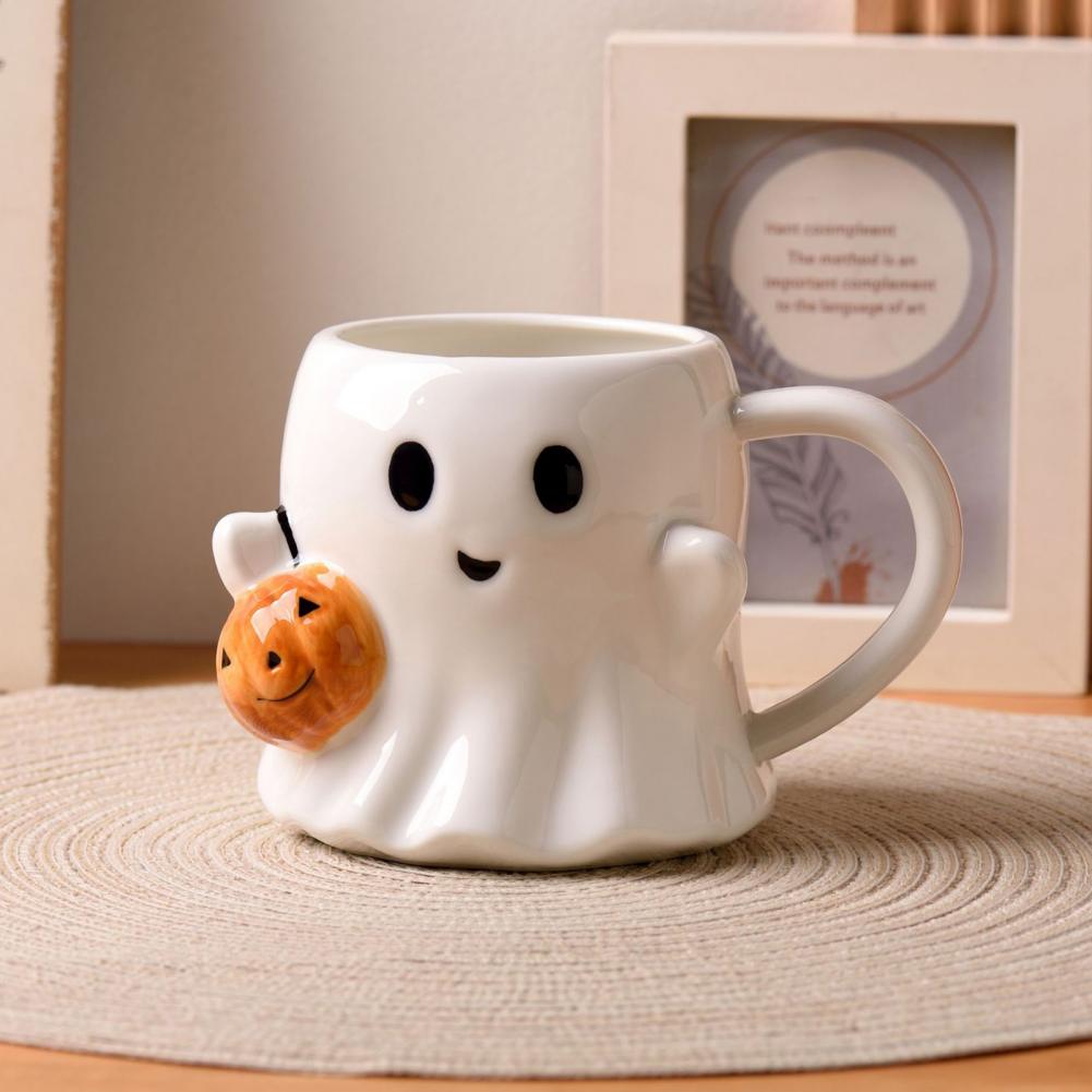 Thermotransfer Keramiktassen Set 1/2 Keramik Geister Kürbis Design Tassen 3D Effekt Wasserbecher für Bar Küche für Halloween