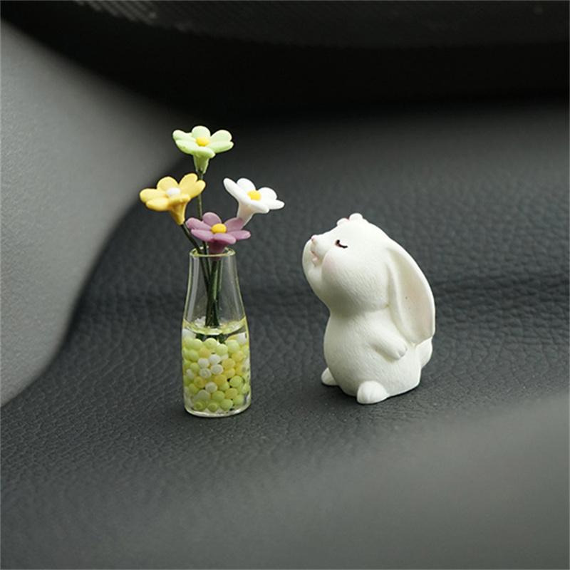 Cute Creative Car Interior Decoration Exquisite Mini Rose Vase Auto Center Console Decoration Ornaments Accessories Gifts