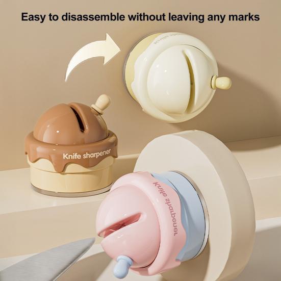 Whetstone Ice Cream Shape Kitchen Sharpener ABS Ceramic Easy To Use Knife Scissor Sharpener Practical Tool
