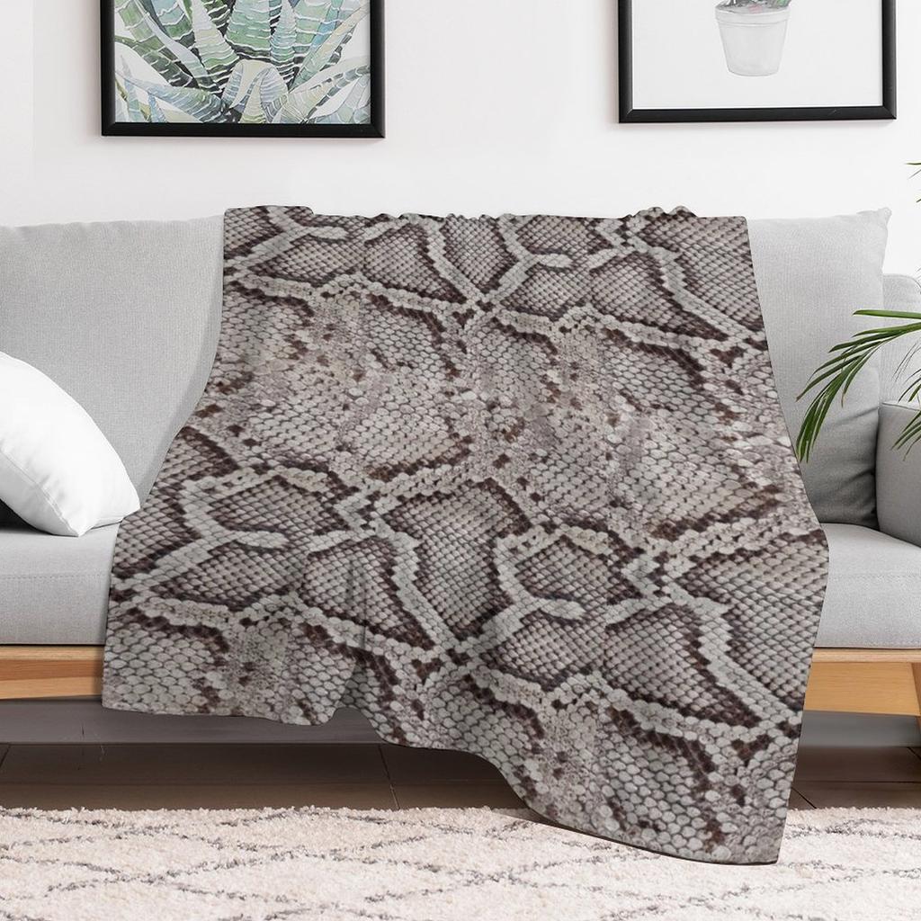 Brown Snakeskin Photo Throw Blanket Color Fast Cozy Throw Blanket