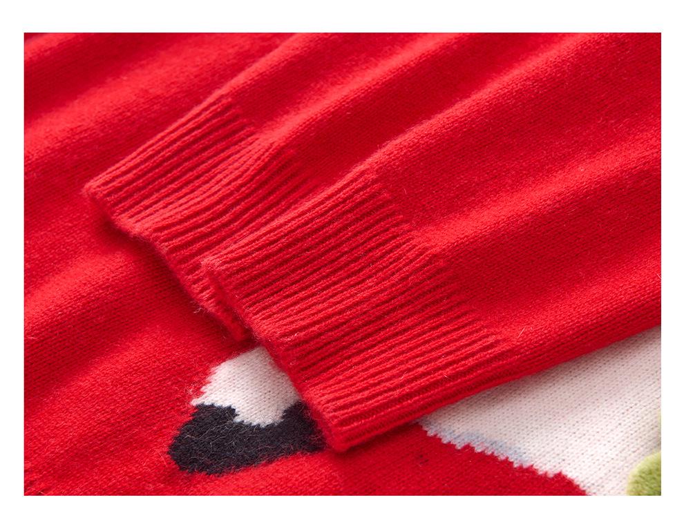 Lekasha Women's Red Cashmere Pullover with 3D Horse Decoration