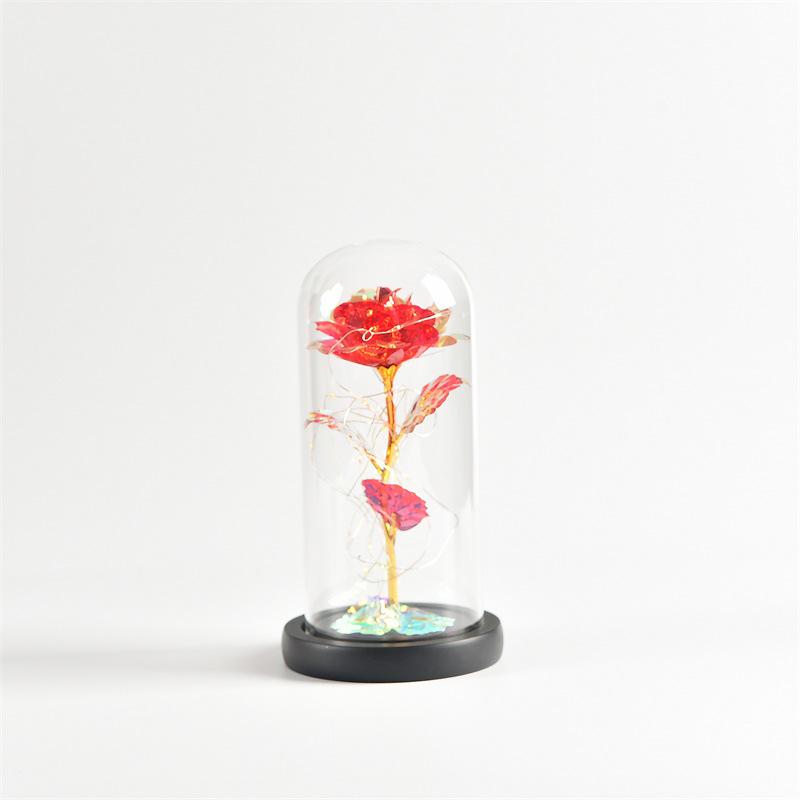 24K Gold Foil Rose with LED Glass Cover - Valentine's & Christmas Gift Vase