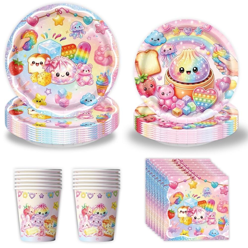 Cartoon Baozi Party Decor Set Squeeze Theme Cake Toppers New Birthday Banner Kits For Boys Girls