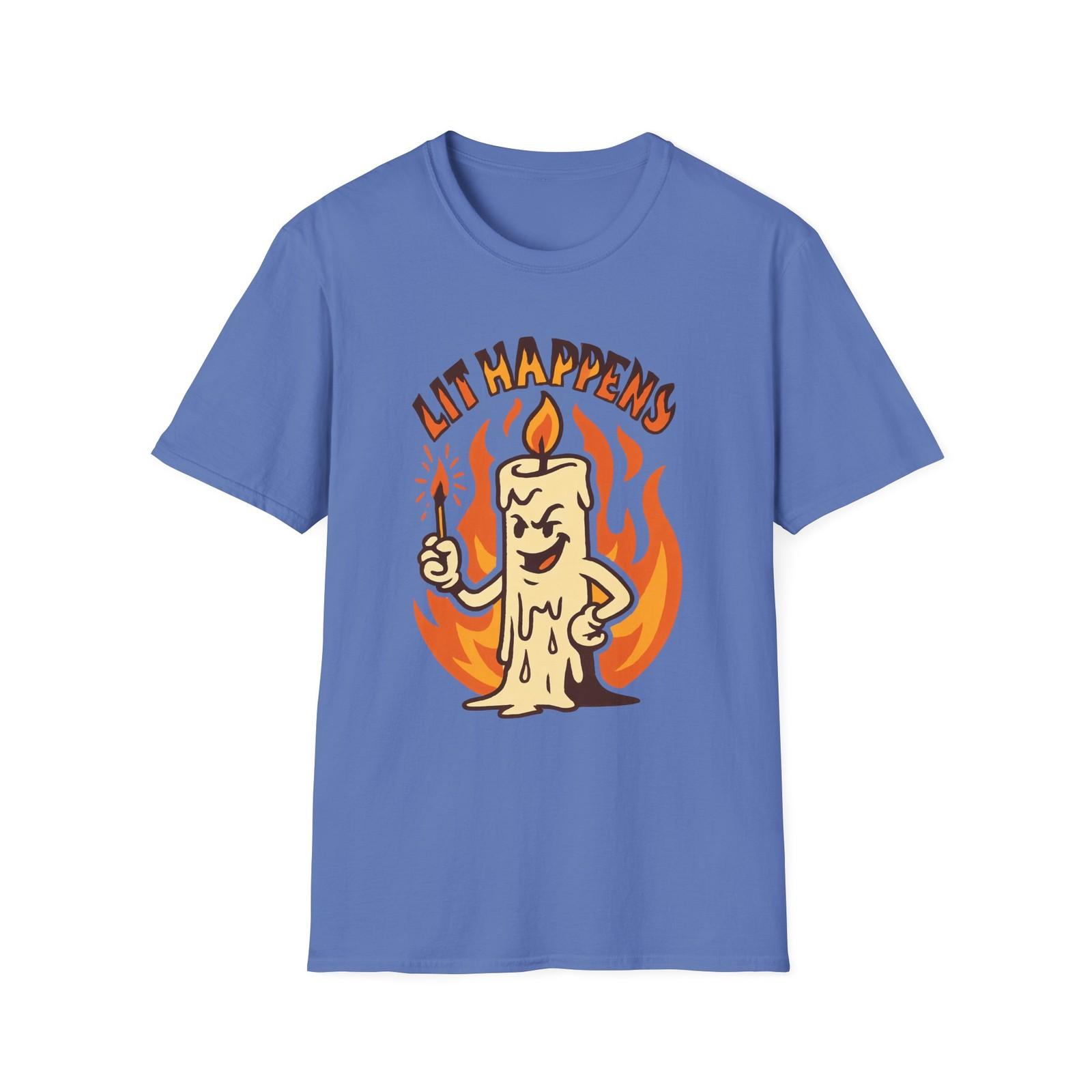 Unisex Softstyle T-Shirt Mens Womens Tees Top Smug Candle Self-Lighting Flames Funny Graphic Tee M