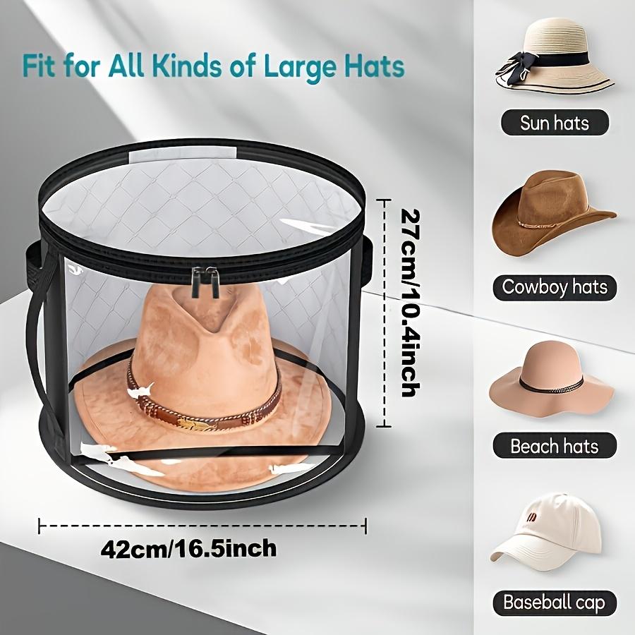 Extra-Large Foldable Hat Storage Box - Durable Non-Woven Fabric, Stain-Resistant with Clear Viewing Window, Perfect for Cowboy