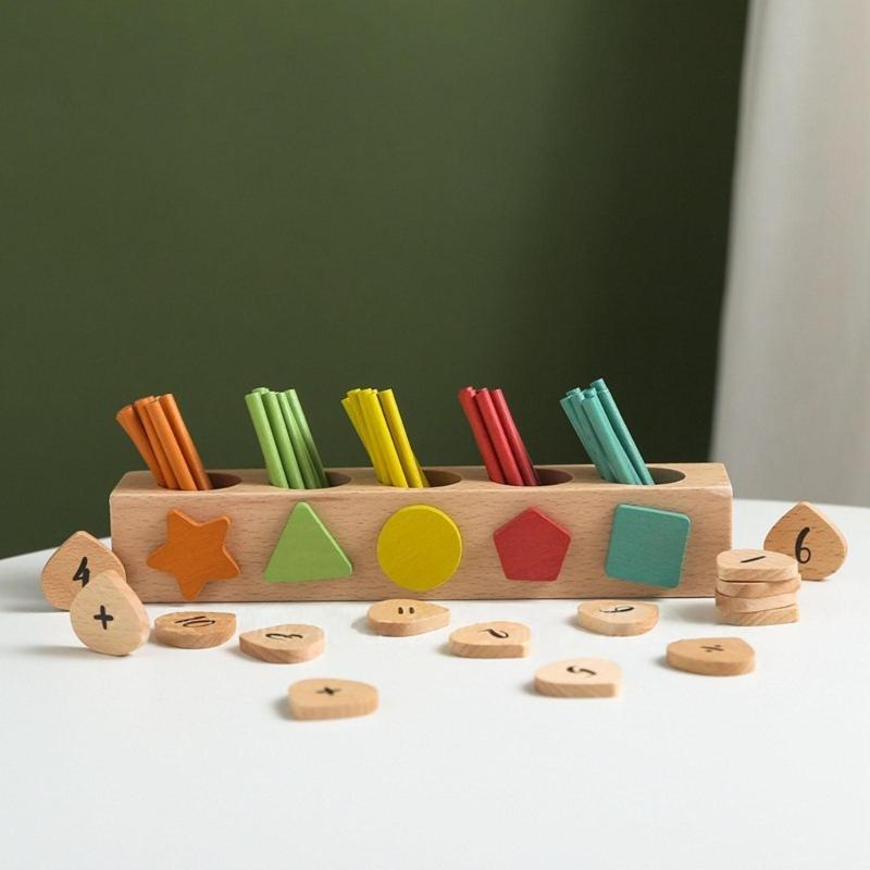 Wooden Math Magnetic Graphic Recognition for Intellgent Improvement Columnar Calculation Number Counting for Kids