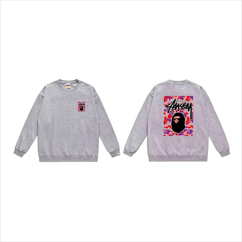 Unisex lässiger übergroßer Rundhals-Pullover mit Schriftzug-Print leichter Baumwoll-Hoodie