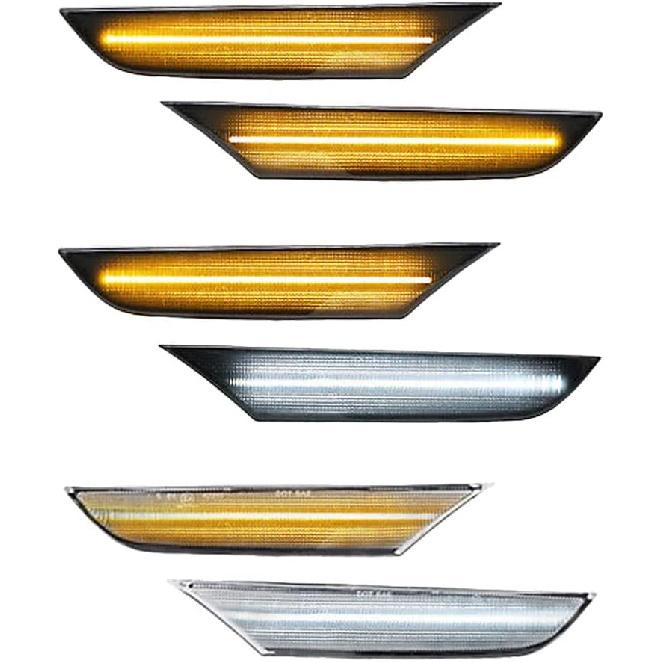 LED Front Fender Side Marker Light Flowing Sequential Dynamic Amber Turn Signal Light Smoke/Clear Lens Compatible with Infiniti G35 4-Door Sedan