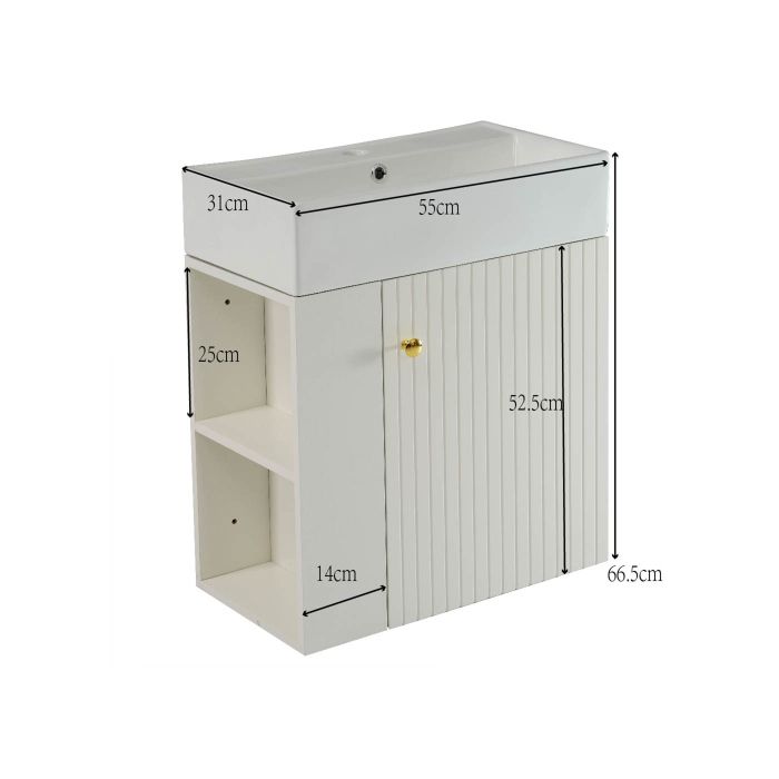 Meuble de salle de bain Lavabo avec meuble sous-lavabo 55 cm , Blanc meuble sous-lavabo suspendu