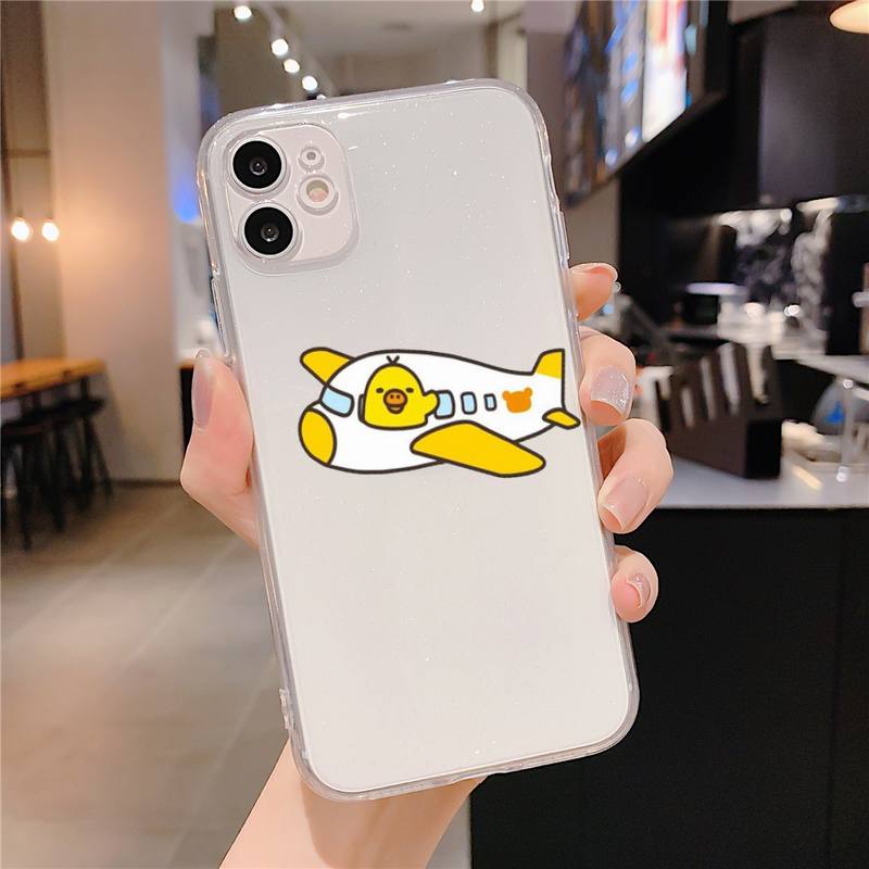 Kwaii yellow duck Phone Case For iphone 13 X XS MAX 6 6s 7 7plus 8 8Plus 5 5S SE 2020 XR 11 12pro max Clear funda Cover