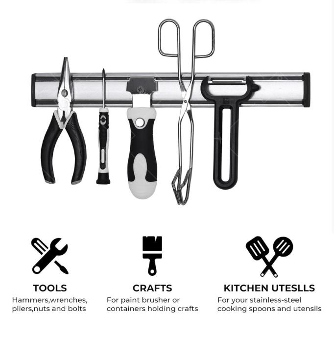 Kitchen Knife Holder Wall Mounted Magnetic Knife Strip Multipurpose Powerful Knife Rack Storage Kitchen Utensils Accessories