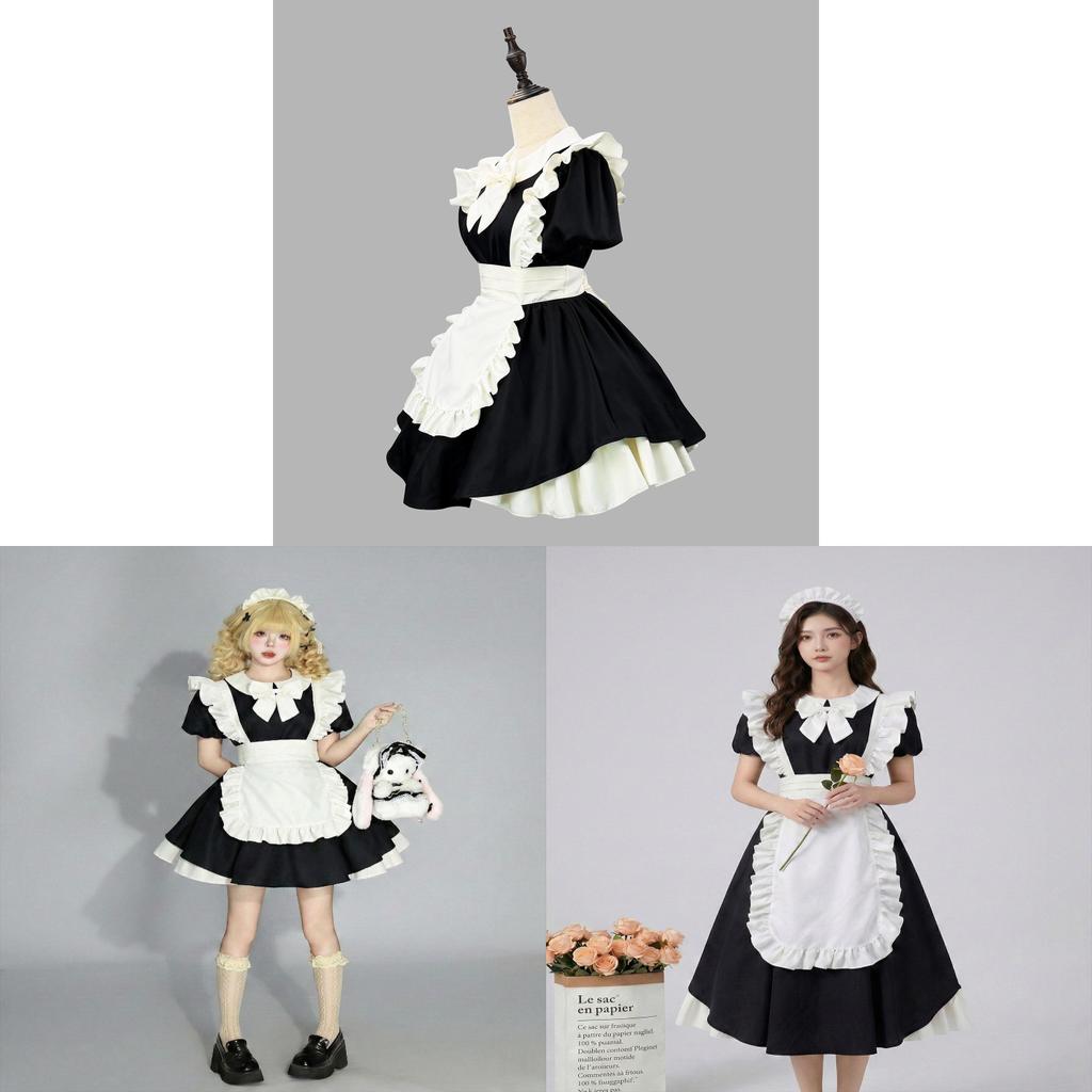 Japanese Anime Cosplay Maid Costume With Ruffle Edge For Girls And Teens