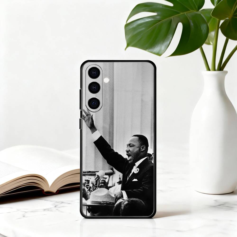 Great M-Martin Luther King Jr Phone Case Black Silicone Soft For Samsung Galaxy A73,A72,A71,A70,A53,A52,A51