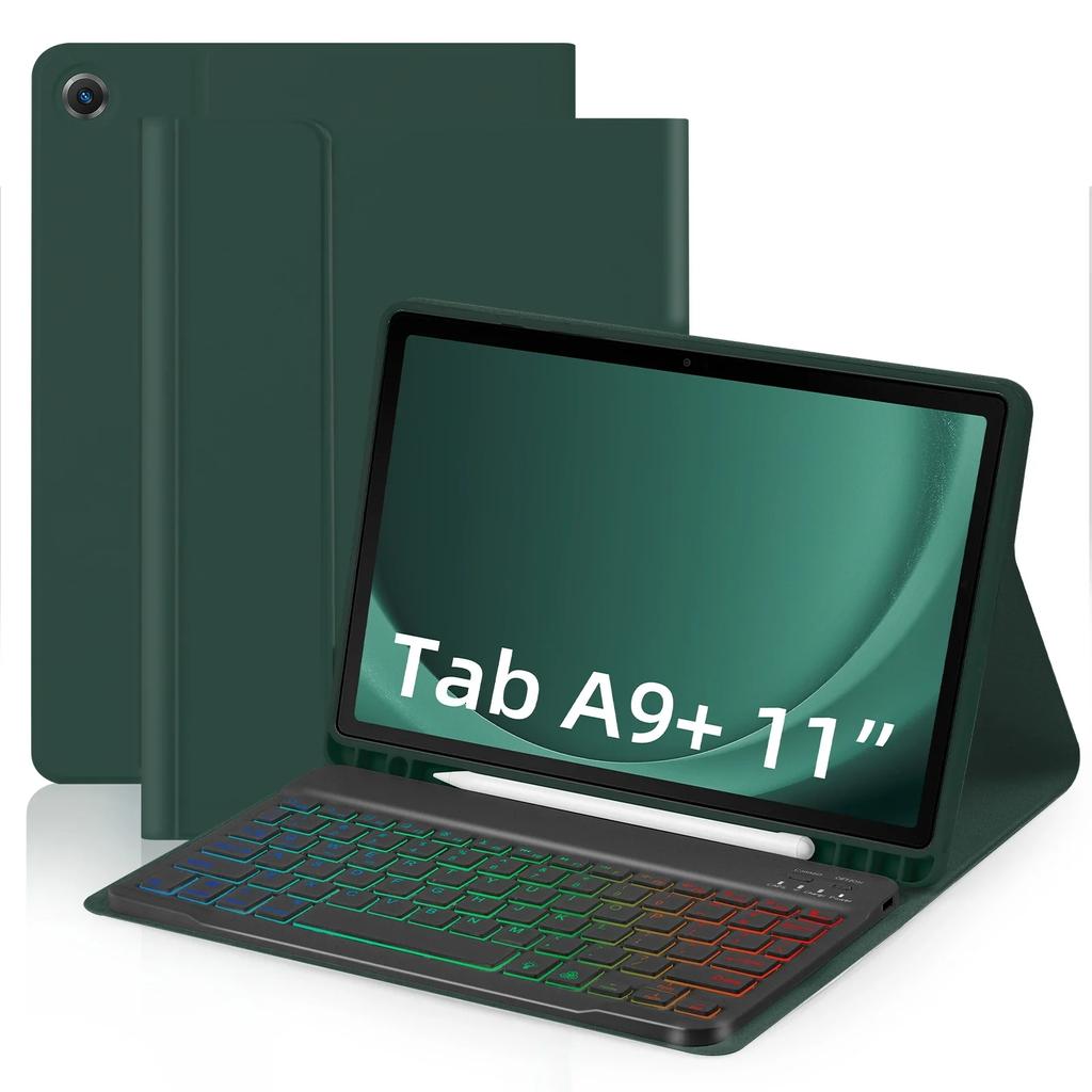 Backlight Keyboard Case for Samsung Galaxy Tab A9 Plus A9+ 11 Inch X210 X215 X216 Korean Portuguese Spanish Keyboard Cover Funda