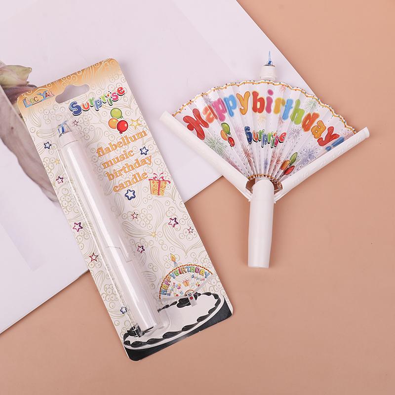 1/2/3Pcs Happy Birthday Fan Cake Candles Kids Birthday Party Cake Topper Decoration Supplies Boy Girl Favors Surprise Gifts