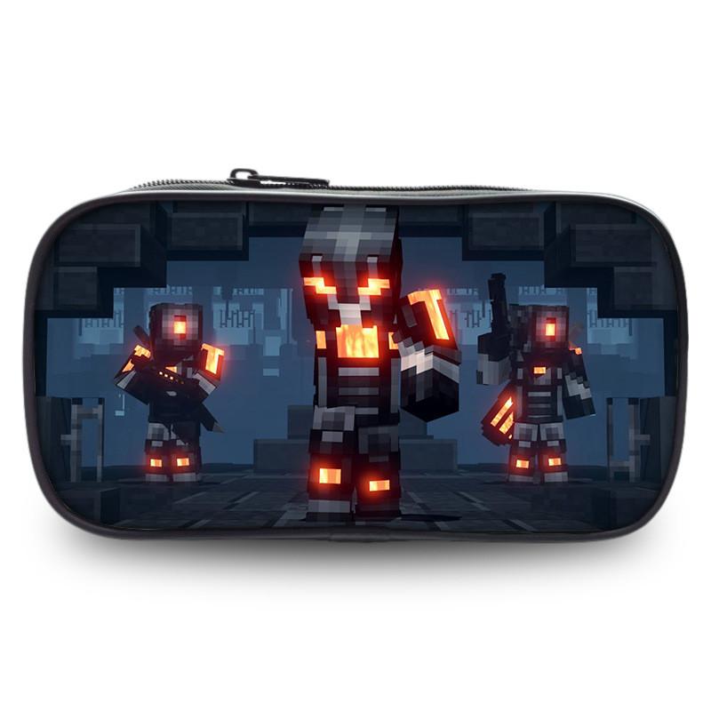 2023 New Large Capacity Kids Minecraft Pencil Case Polyester Cartoon Stationery Bag