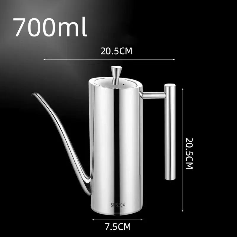 500/700ml Oil Pot 304 Stainless Steel Dustproof Leak Proof Vinegar Olive Oil Bottle Storage Container Home Kitchen Utensils