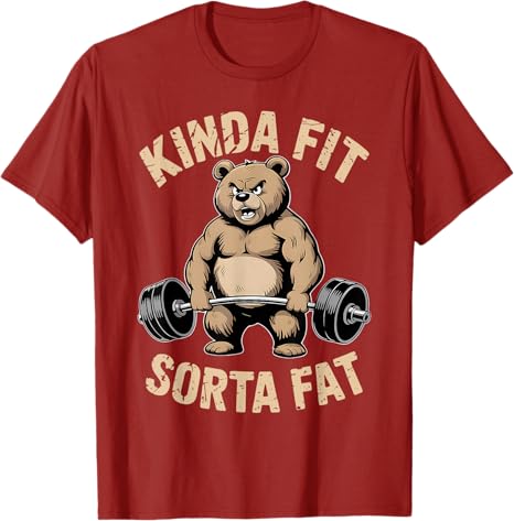 Un po' in forma un po' grasso - Divertente Orso da Palestra Sollevamento Pesi Allenamento Maglietta Y2k Umorismo Procione Sollevatore di Pesi Fitness Frase Maglietta Novità Top
