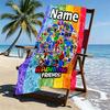Custom Name Personalized Game Rainbow Friends Print Beach Towel, for Trip Camping Beach Party Home Decor, Birthday Gift for Family & Friends