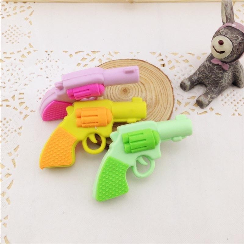 Gomma da Matita 2pz Design Pistola Gomma Cancelleria Liscia Elegante Colore Casuale