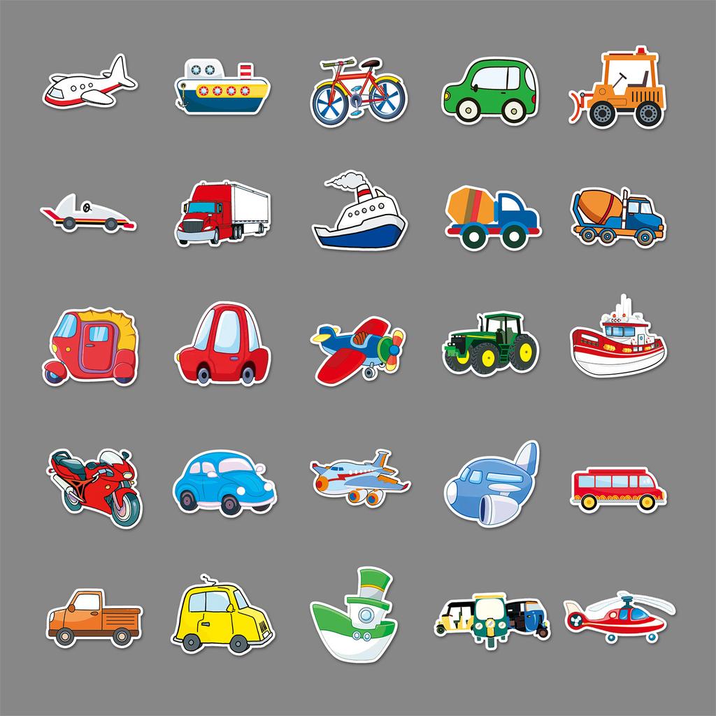 50 Transportation Tools Graffiti Personalized Children's Rewards Guka DIY Mobile Suitcase Stickers Waterproof