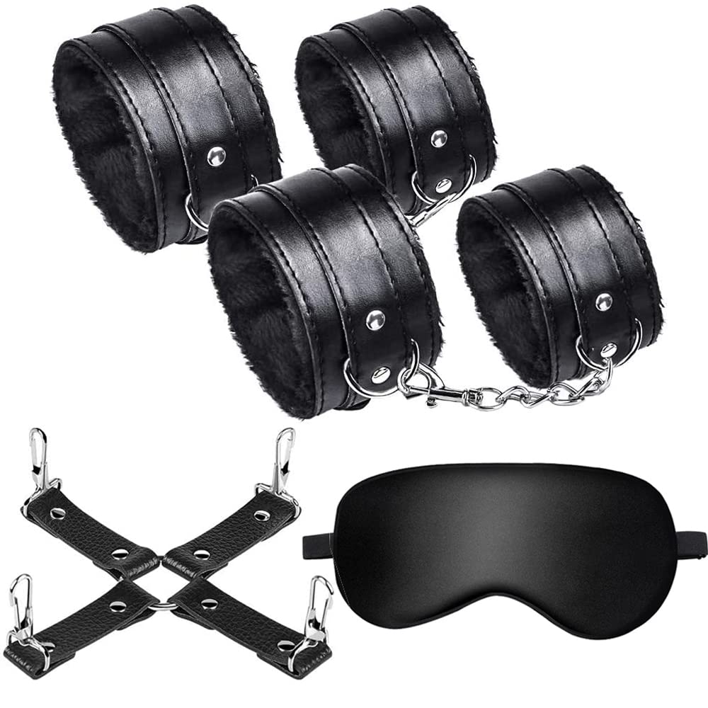 Chisafly SM Goods SM Foot Cross Eye Restraint SM Eliminate Ruts Set, Restraints, Handcuffs, Shackles, Shackles, Mask, 4-Piece Set, Handcuffs,