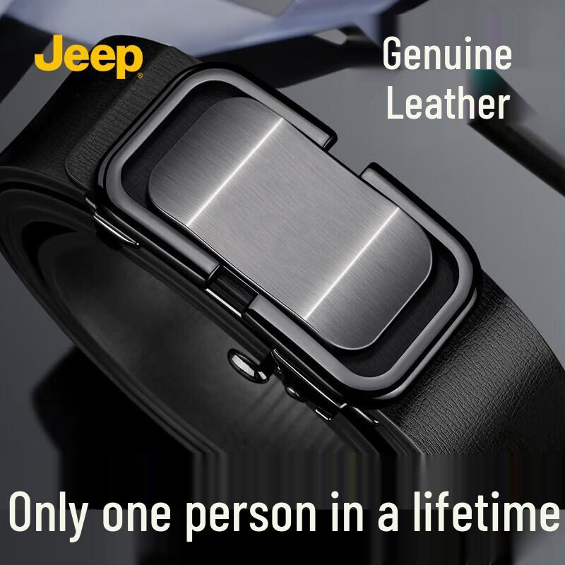 JEEP Men s Genuine Leather Automatic Buckle Belt 120cm