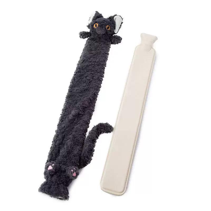 German Cat Long Hot Water Bottle Winter Bed Warmer Water-Filled Extended Hot Compress Warm Water Bag for Women