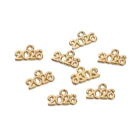 Yousheng 50Pcs 2026 Alloy Charm Vintage Number Decoration Charm Accessories DIY Keychain Jewelry Earring Bracelet Necklace Pendant