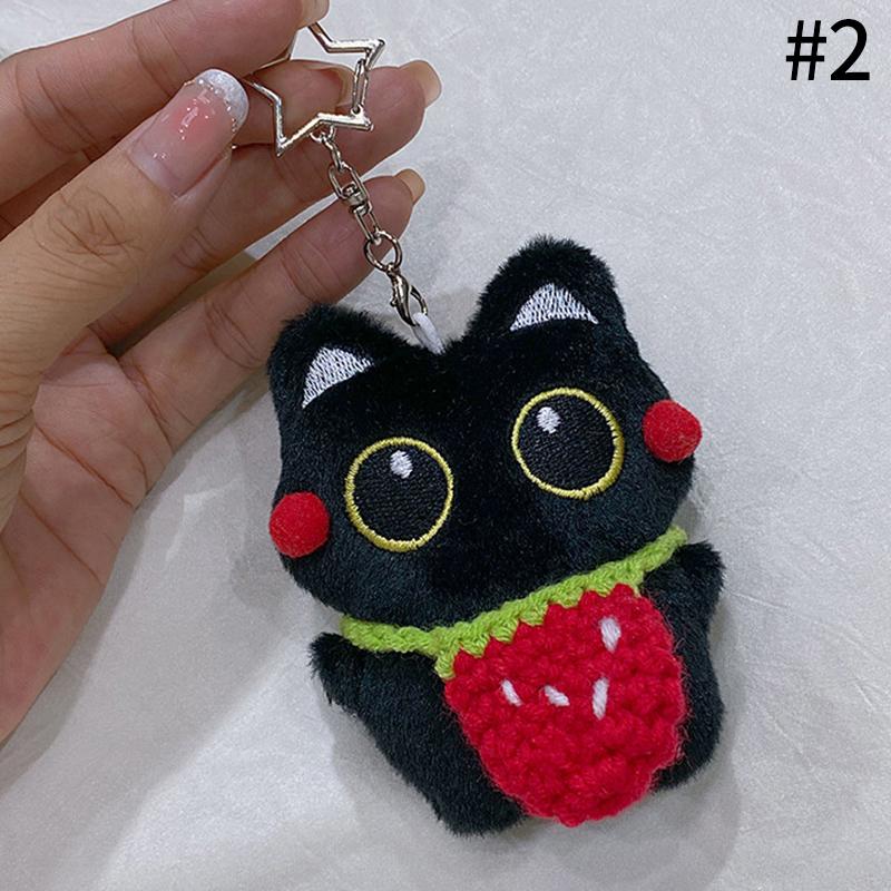 Cute Cartoon Black Cat Keychain Bag Pendant Backpack Hanging Ornaments Lovely Cat Doll With Camera Animal Car Keyring Kids Gift