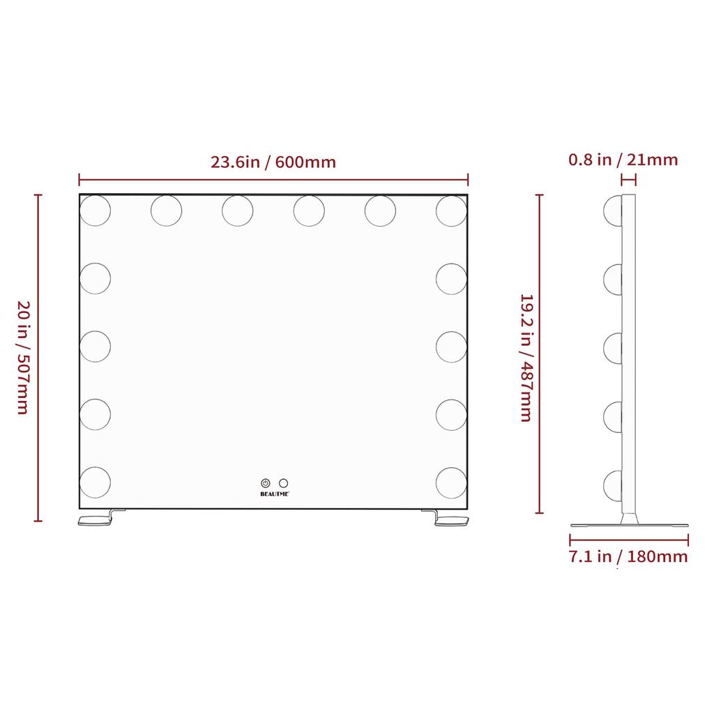 Wonstart Hollywood-Tischspiegel für Schauspielerinnen mit 14 warmen und kühlen LEDs, 2-farbiges Licht, verstellbarer Spiegel mit Tisch-LED, geeignet für Tischspiegel