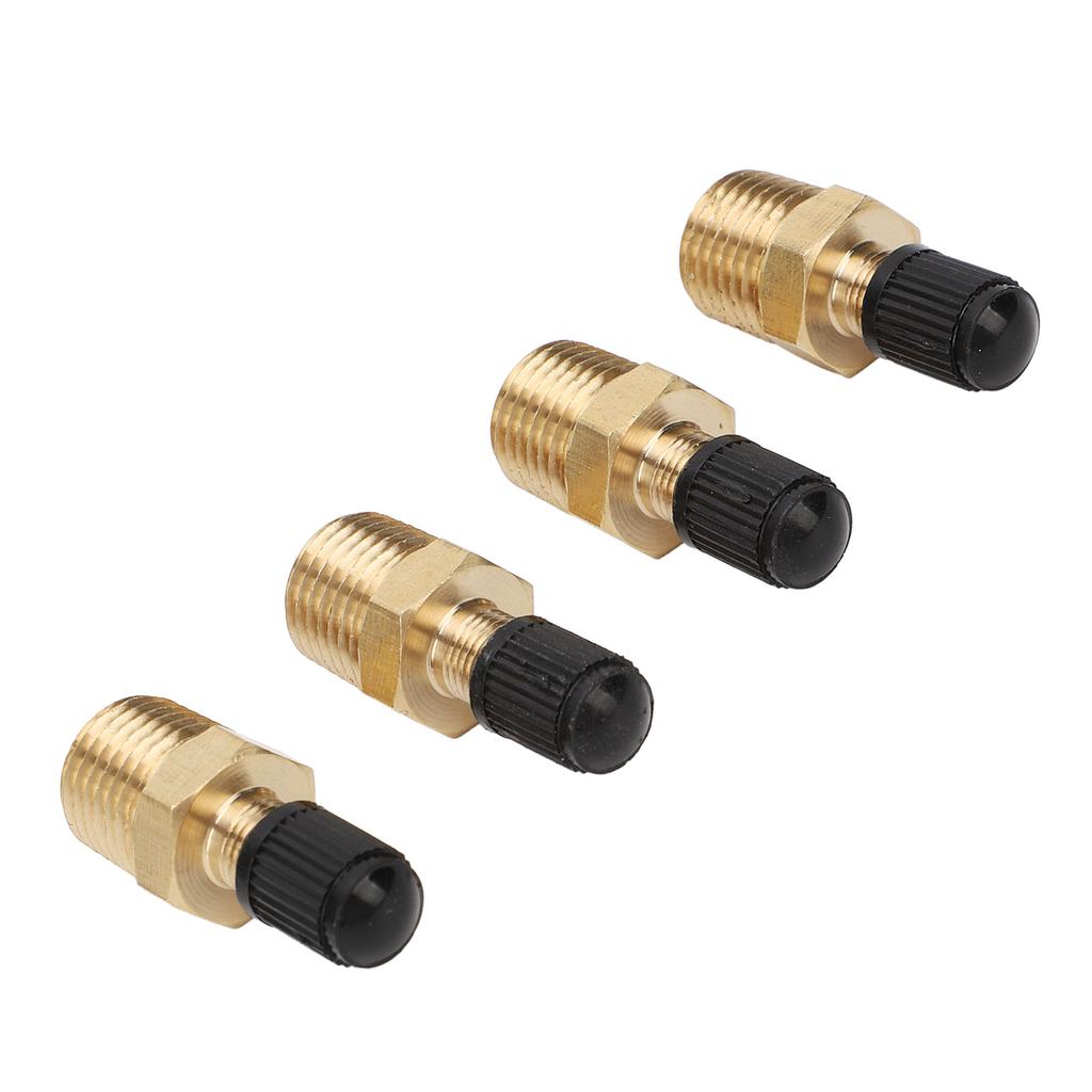 4Pcs Tank Valve 1 4in NPT Male Thread 200PSI Standard Valve Core Brass Valve with Sealing Caps for Car Repair