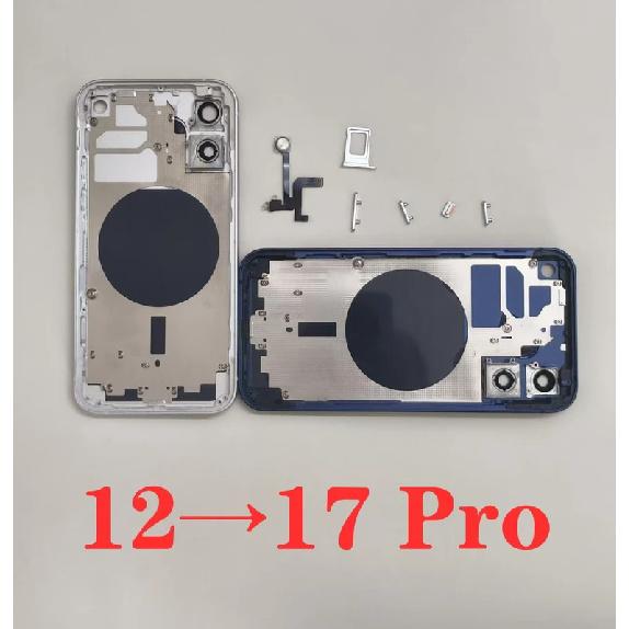 

Housing For iPhone 12 to 17 PRO Battery Midframe Replacement 12 Like 17 Pro Back Cover Frame 12 to 17 PRO Housing Chassis синий