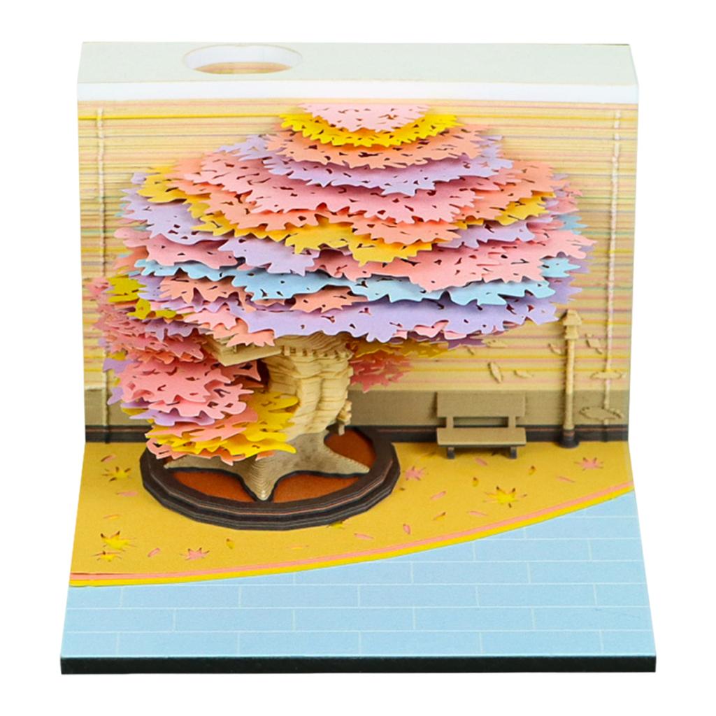Time Piece Calendar 2026 3D Memo Pads Calendar with Led Light 3D Art Calendar Paper Carving Art Memo Pad Notepad for Home Decor